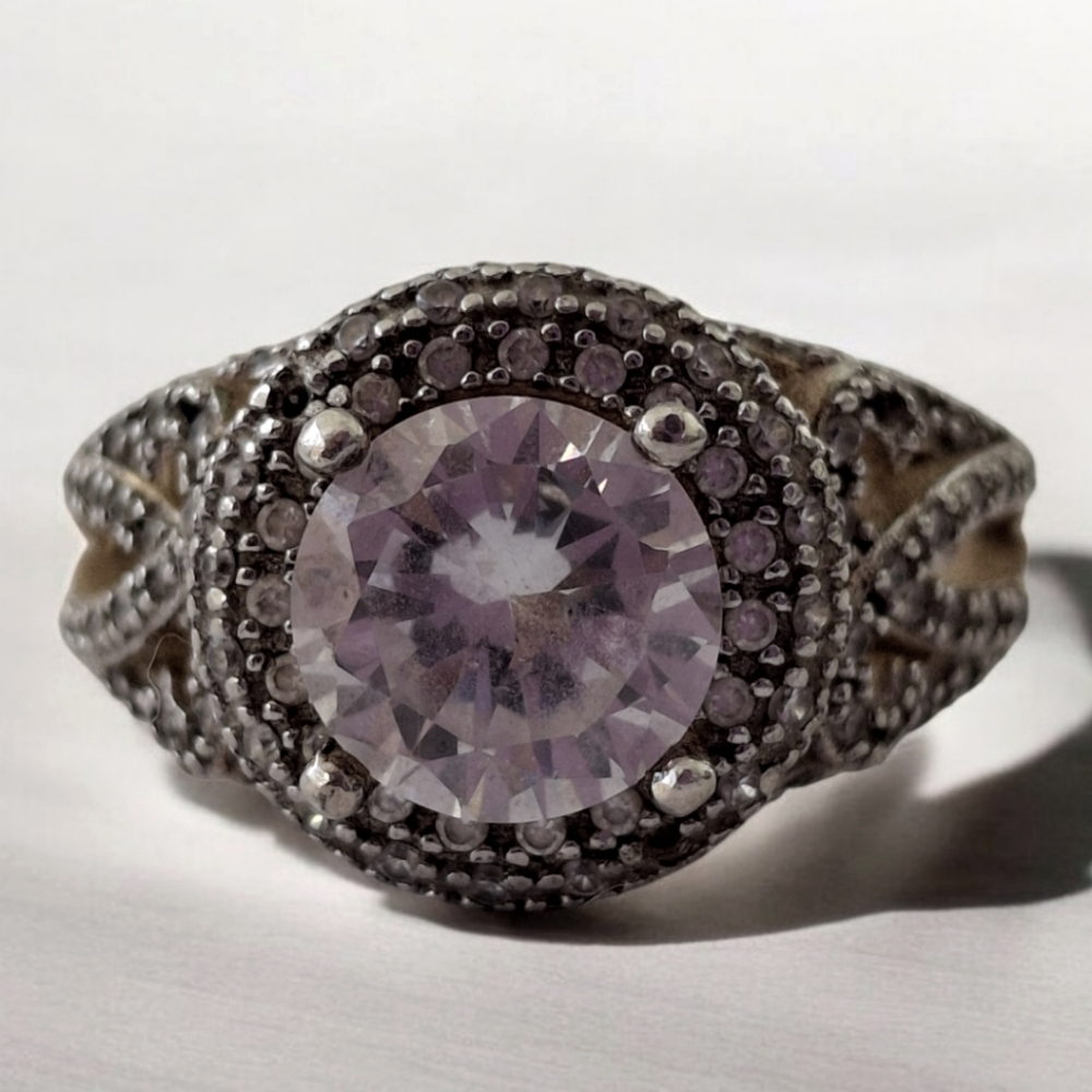 Vintage Sterling Silver Sparkling 925 Ring Size 8 Sam & Co 5.5 grams